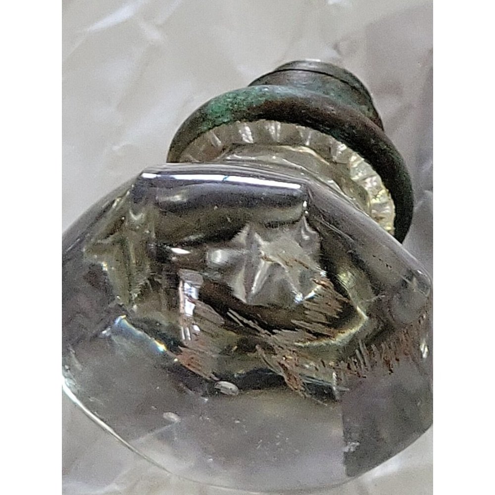 Antque Victorian 8 Point Round Clear Glass 2in Door Knob Brass Mount Screw